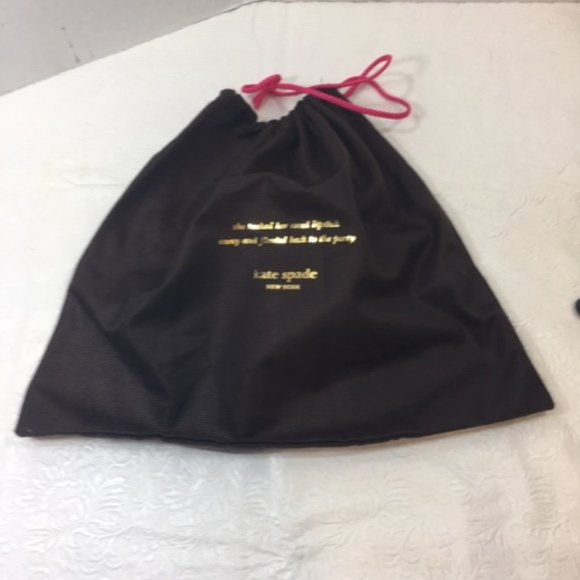 COACH Dust Bag Protective Bag Cover Brown Cotton Red Edge Drawstring 13x11 - Picture 2 of 6